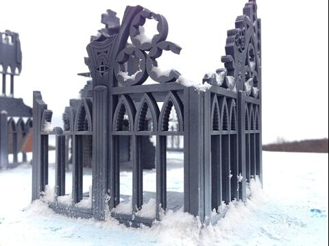 Houten Miniatuur Gothic Stijl Geruïneerd Stad Muur als foto