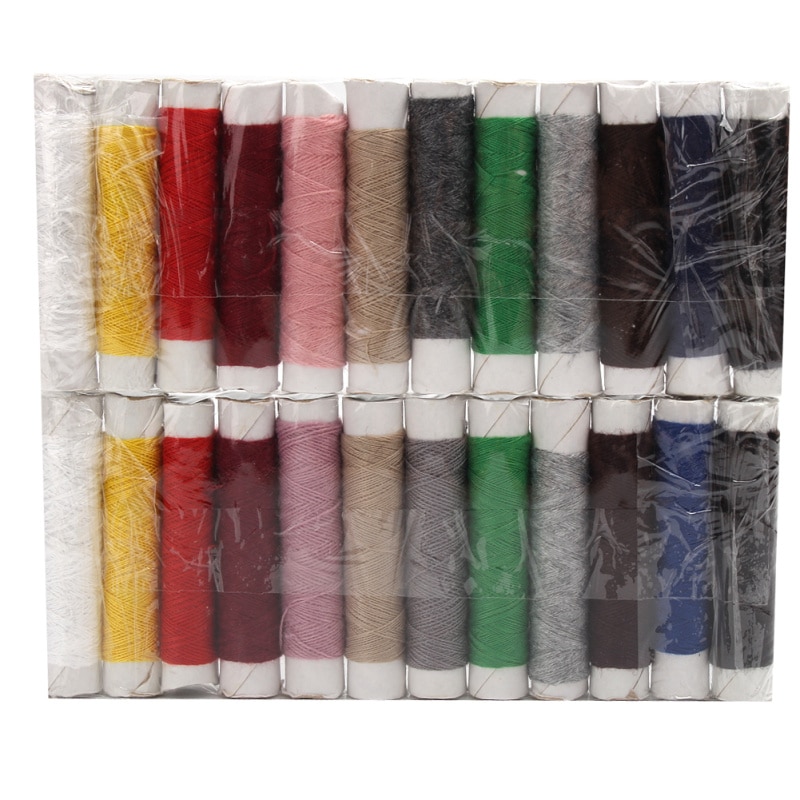 24 carretes/2 juegos 12 colores poliéster duradero hilo de coser máquinas de mano manualidades de costura ropa confección de ropa uso