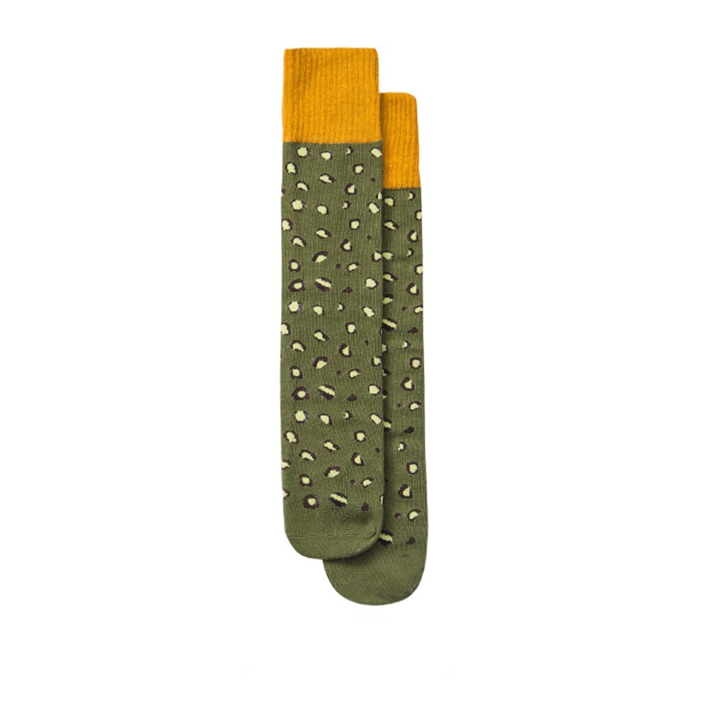 Children's High Tube Leopard Print Socks Autumn Winter Casual Sports Boys Girls Baby Cotton Socks Suitable for 3-8 Years Old: green
