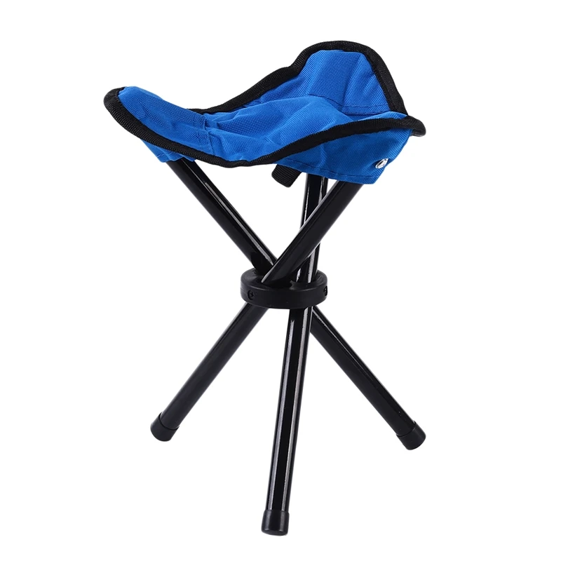 Taburete Triangular plegable pequeño para exteriores, sillas de pesca, bancos multifunción para acampar, taburetes plegables, sillas de parque diarias para el hogar: Azul