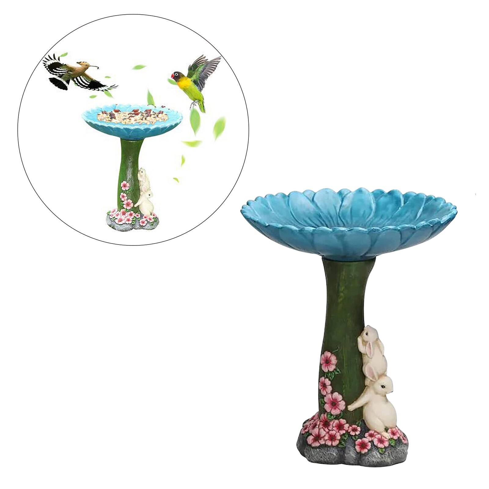 Garden Bird Bath Statue Retro Yard Resin Yard Bird Feeder Cartoon Sculpture Patio Courtyard Landscape Ornament