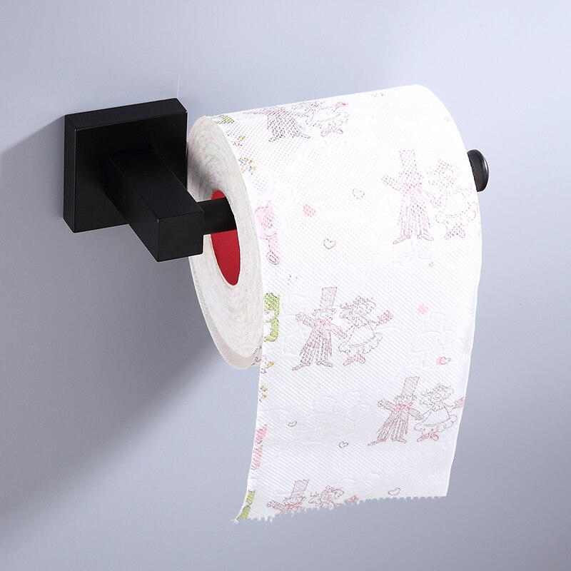 Bathroom Paper Holder Space Aluminum Paper Roll Holder Square Black Toilet Paper Holder Tissue Holder