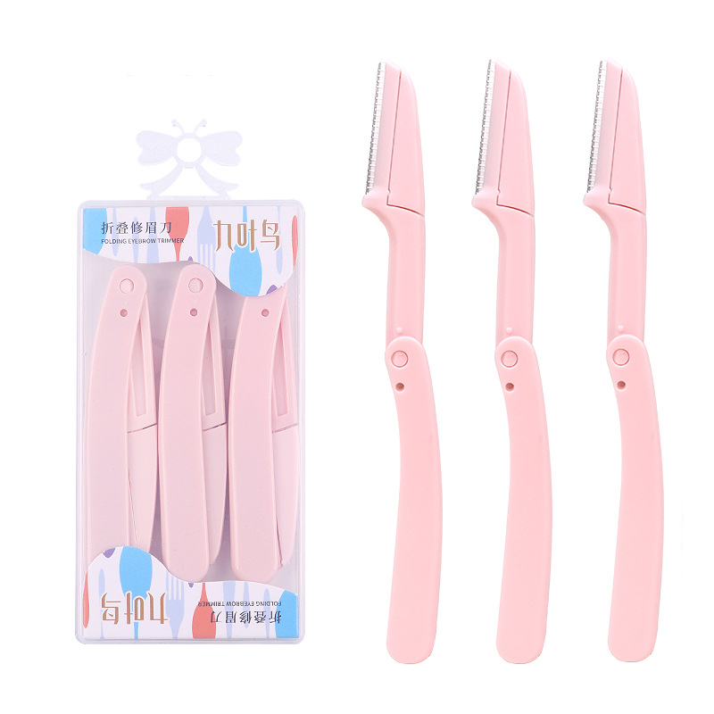 Karsyngirl 3pcs Vouw Wenkbrauw Trimmer Schaar Haar Remover Wenkbrauw Kam Scheermes Wenkbrauw Clip Makeup Tools Gezicht Scheermes voor Vrouwen