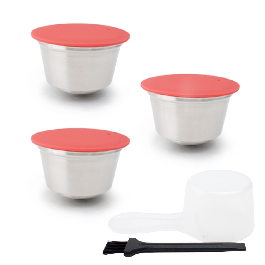 Cápsula reutilizable apto para cafetera Dolce Gusto color rojo/Cápsula de metal de acero inoxidable: 3capsule
