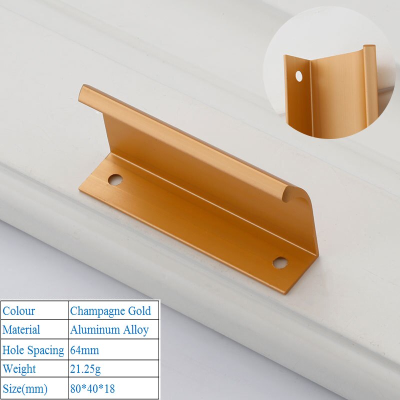 Poignées murales modernes et simples pour tiroirs, avec boucle de meubles décoratifs américains, haut de gamme: Gold 6814-64mm