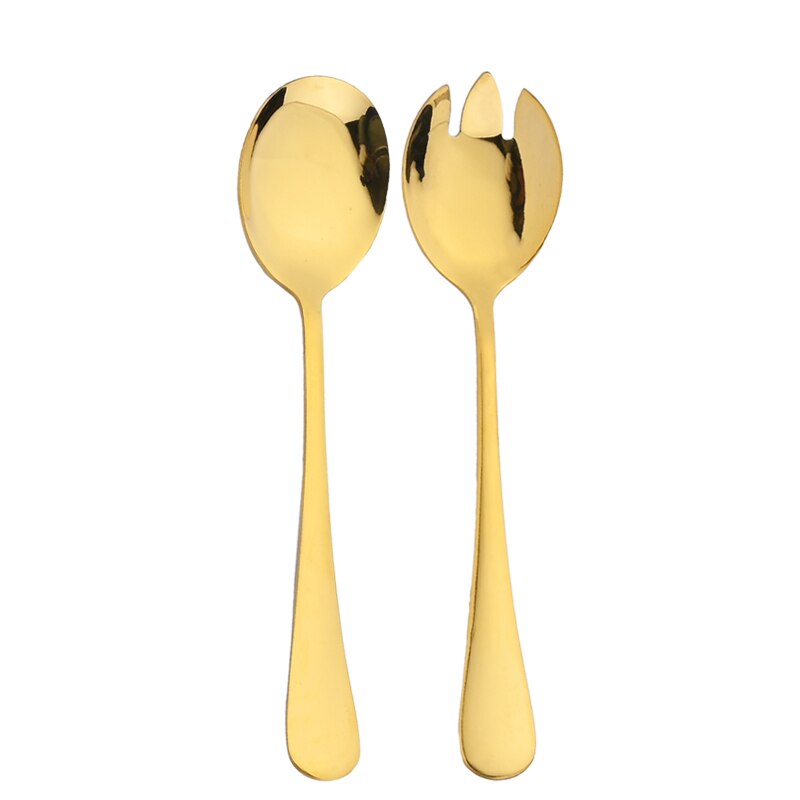 Blue Salad Spoon Fork Serving Spoon Set 2PCS Salad Spoon Stainless Steel Cutlery Set Spklifey Mirror Colorful Unique Spoons: Gold
