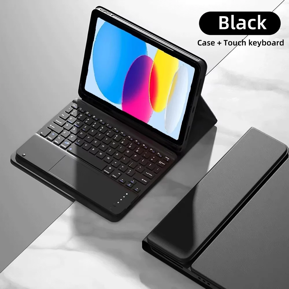 Spanish Keyboard Tablet Case for IPad 11th A16 10th Gen 10.9 Inch Air4/5/6 Detachable Folio Keyboard Cover Pencil Holder: eleven / black
