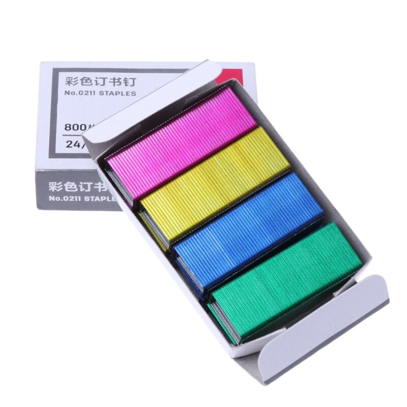 800Pcs/Box 12mm Colorful Metal Staples Office School Binding Supplies