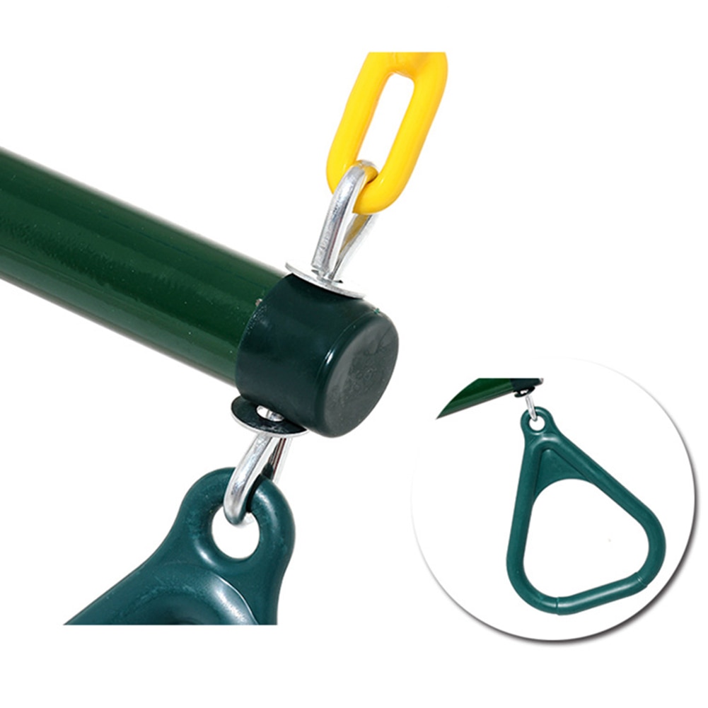 Iron Kids Carabiner Locking Rings Chain Trapeze Swing Bar Outdoor Playing Set Gym Swing Games