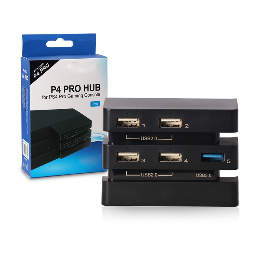 Concentrador de puertos USB 2,0 con indicador LED, 5 puertos, 4 puertos, 1 Adaptador USB 3,0, práctico para PS4 Pro