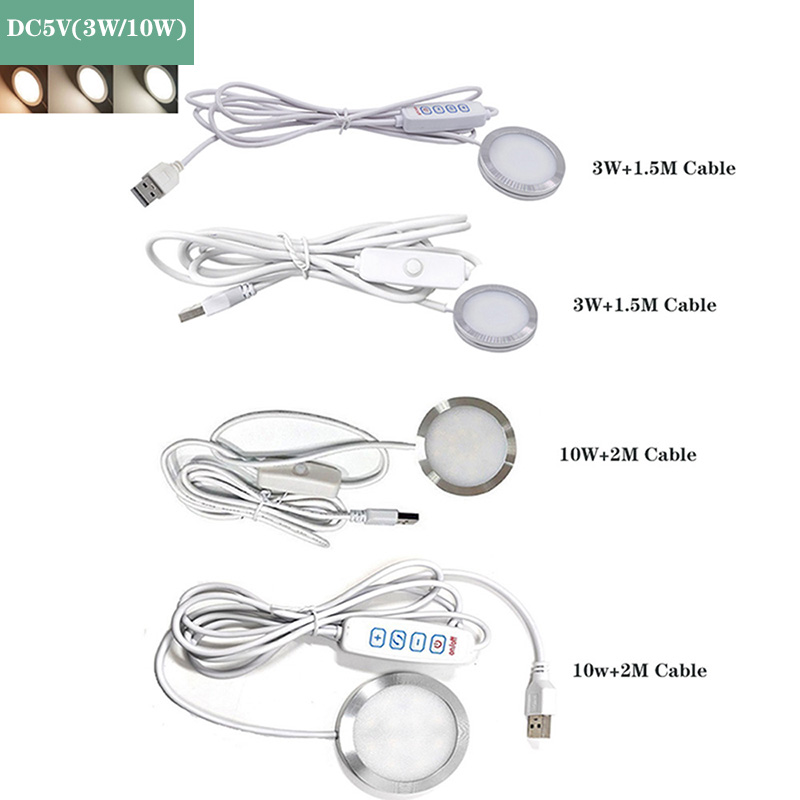 Ultrathin 8mm USB DC5V 3W 10W Dimmable Spotlight Surface Mounted Mini LED Circular Simple Ceiling Light Exhibition Cabinet Lamp