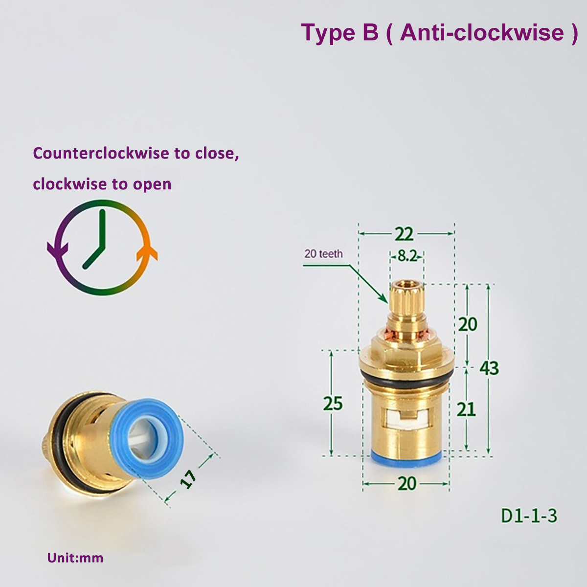 Universal Replacement Tap Valves Brass Ceramic Disc Cartridge Inner Faucet Valve for Bathroom Kitchen Clockwise / Anti-clockwise: light green