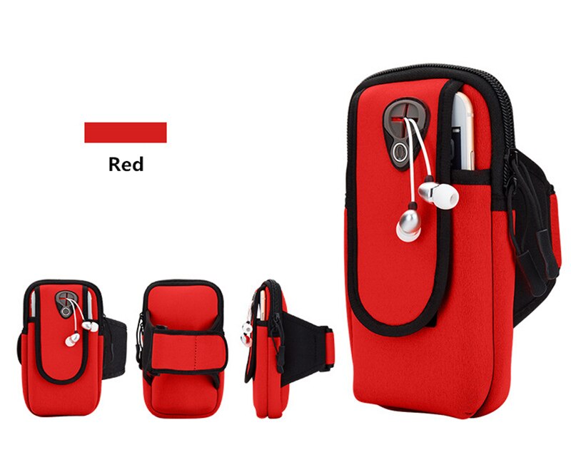 Sport løbende armbånd taske cover til iphone 11 æble armbånd vandtæt sport telefonholder udendørs sport telefon armpose: Rød
