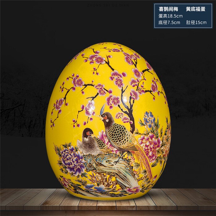 Jingdezhen ceramic yellow vase decoration Chinese classical living room TV cabinet home decoration flower arranging vase: n