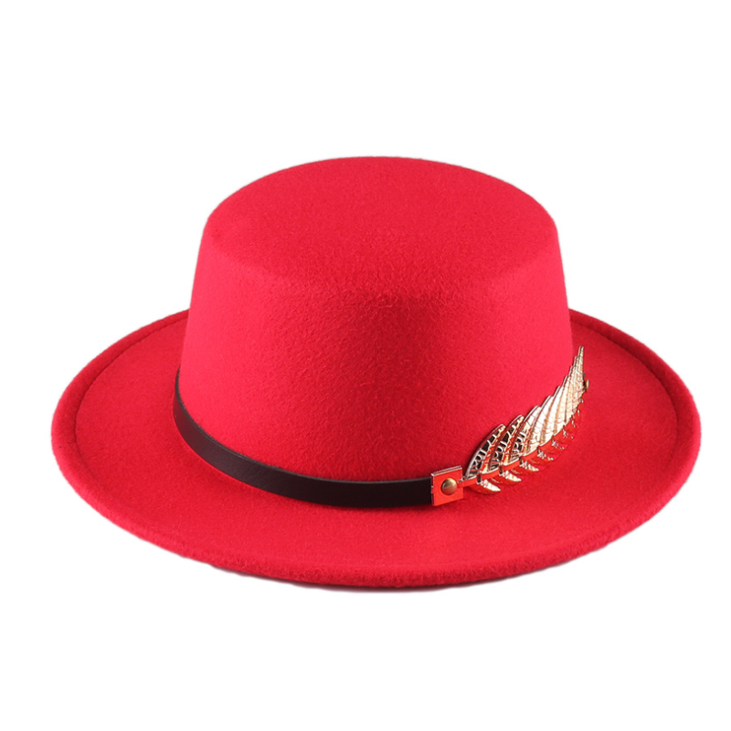 Retro Vilten Hoeden Zwart Voor Vrouwen Met Brede Rand Riem Kerk Mannen Jazz Godfather Fedora Hoed Versierd Dames Schipper hoed Platte
