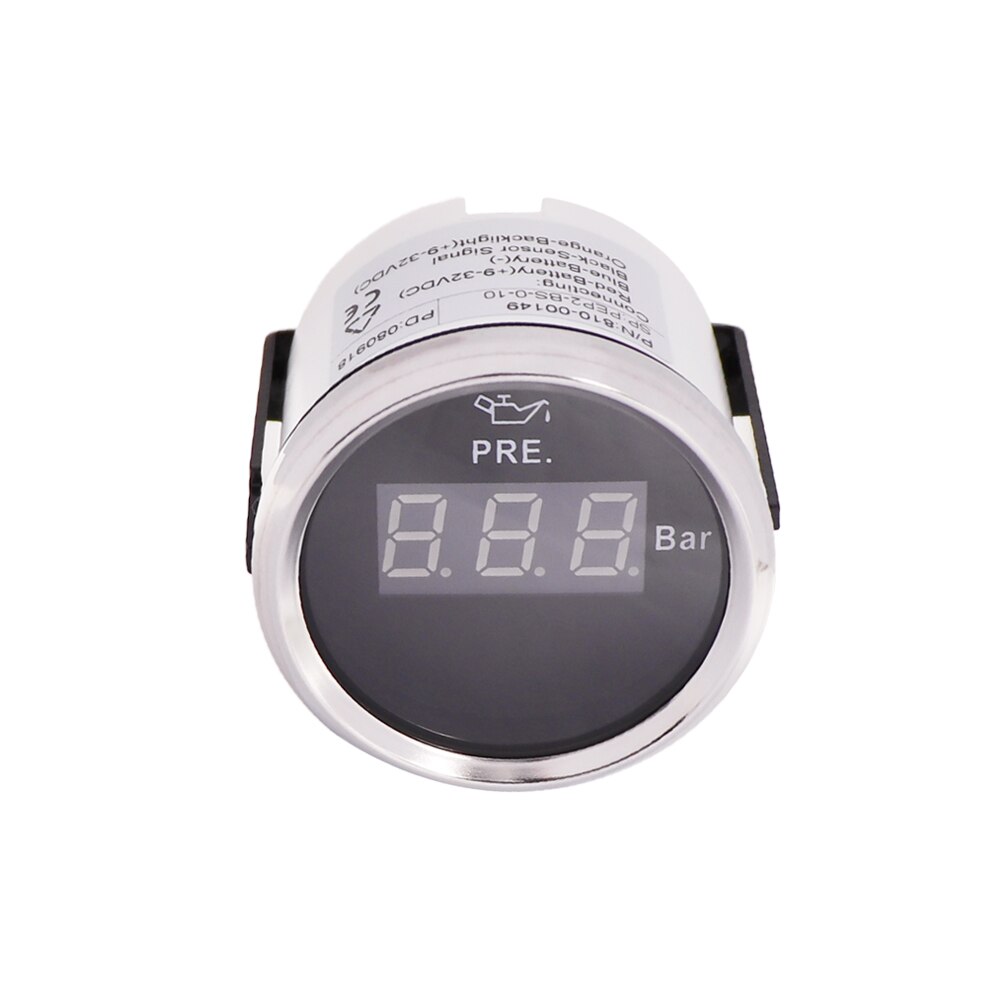 2 Inch 52MM Digital Oil Pressure Gauge 0-10 Bar 12V/24V Marine Oil Pressure Meter With Alarm Meter For Auto Car Boat Yacht Truck