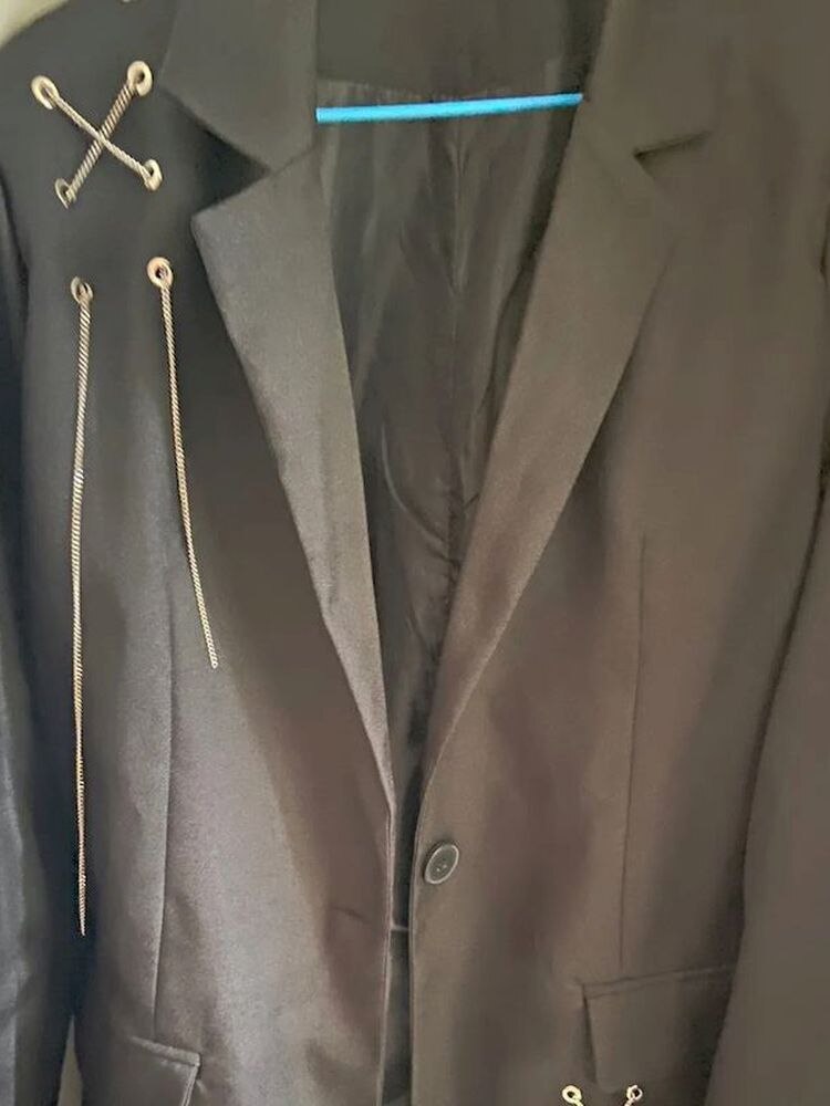Chaqueta gótica para mujer, chaqueta informal a la , abrigo con cadena y bolsillo con hebilla única, ropa de calle, otoño e invierno, 2022