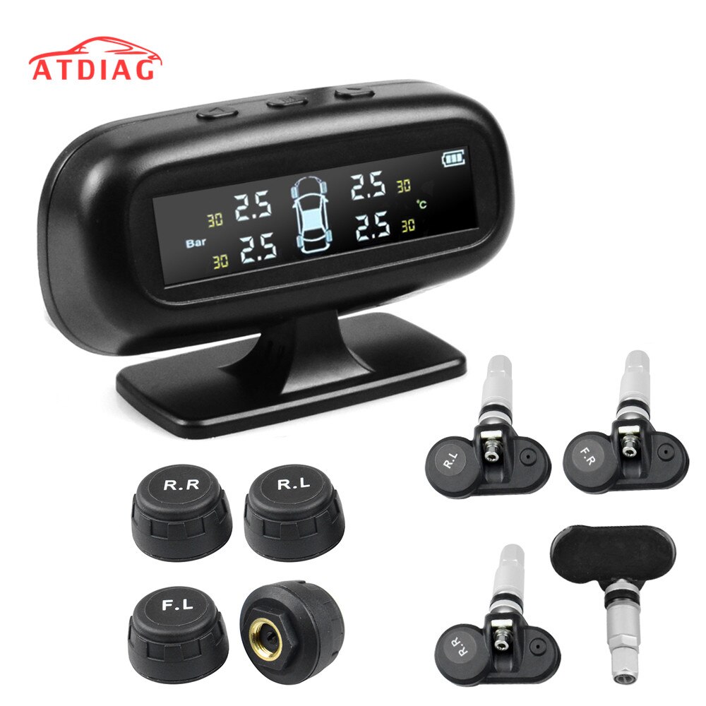 Smart Car TPMS Tyre Pressure Monitoring System Solar Power Digital LCD Display Auto Security Alarm Systems Tyre Pressure