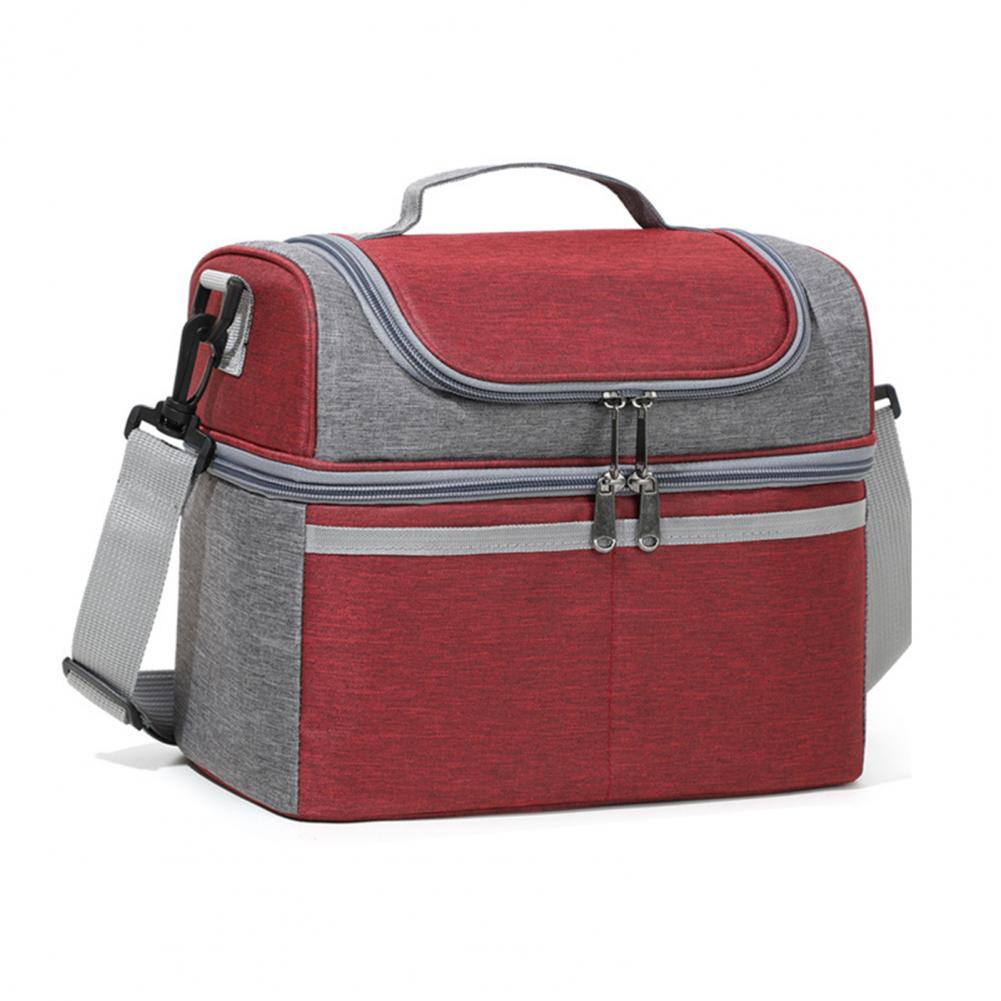 Insulated Lunch Bag Double Deck Lunch Cooler Bag Leakproof Meal Carrier Expandable Lunch Box Reusable Cooler Bag with Pocket: Blue