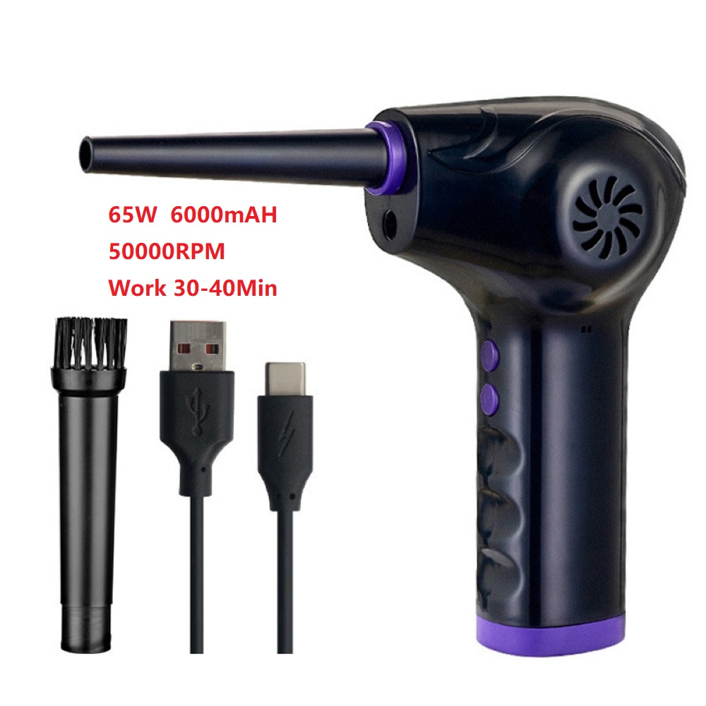 Samengeperste lucht Duster voor computer toetsenbord PC auto schoon 51000 RPM USB opladen draagbare elektrische ontstoffen draadloze lucht blazer: WHITE