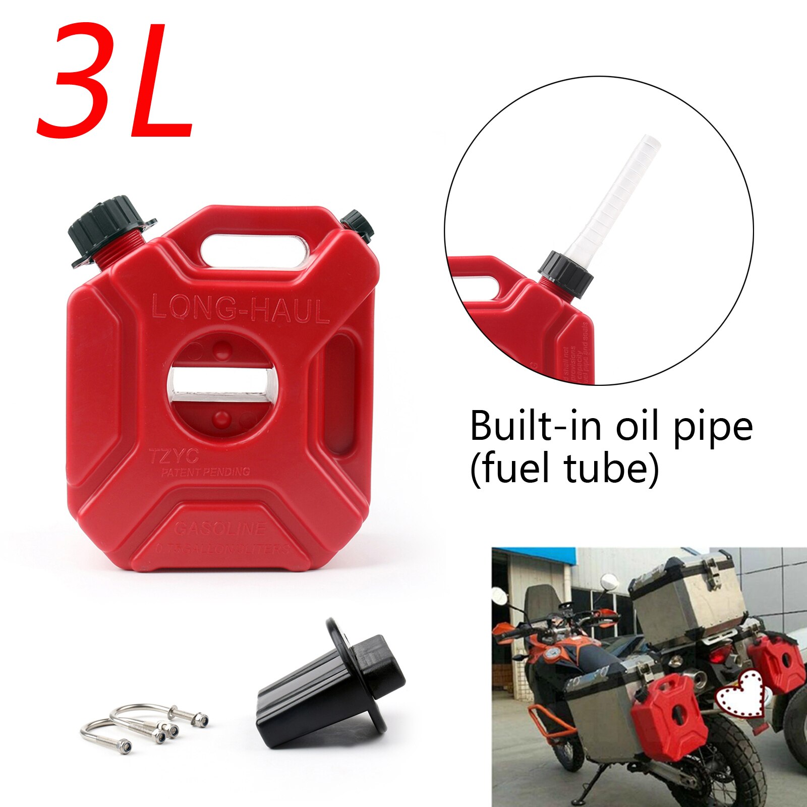 Artudatech 3L/5L Portable Jerry Can Gas Plastic Fuel Tank Petrol ATV UTV Motorcycle/Car Gokart Cans Gas Diesel Fuel Tank