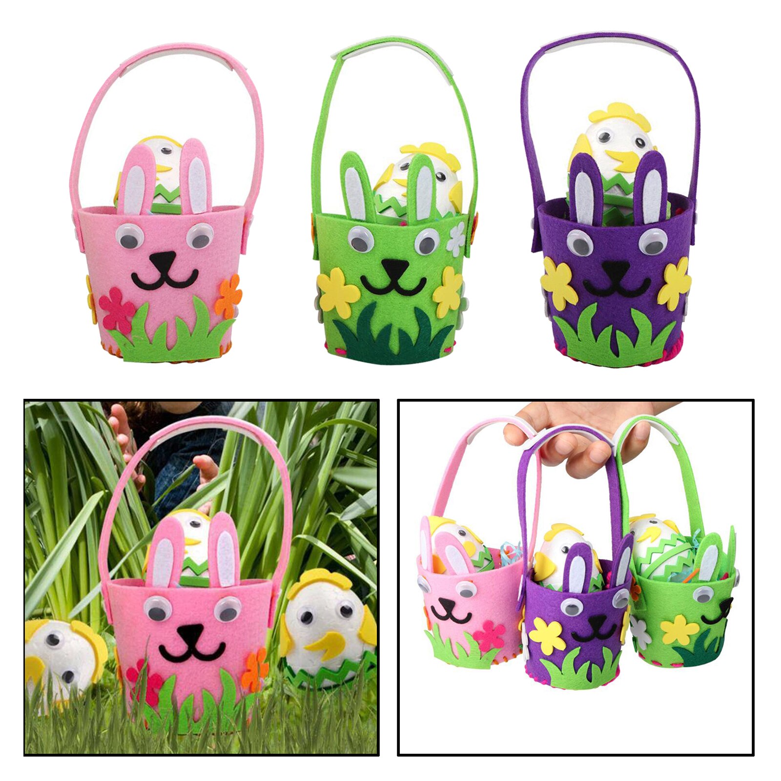 Cartoon Bunny Easter Treat Basket Bag Party Handbag Carrying Party Favor