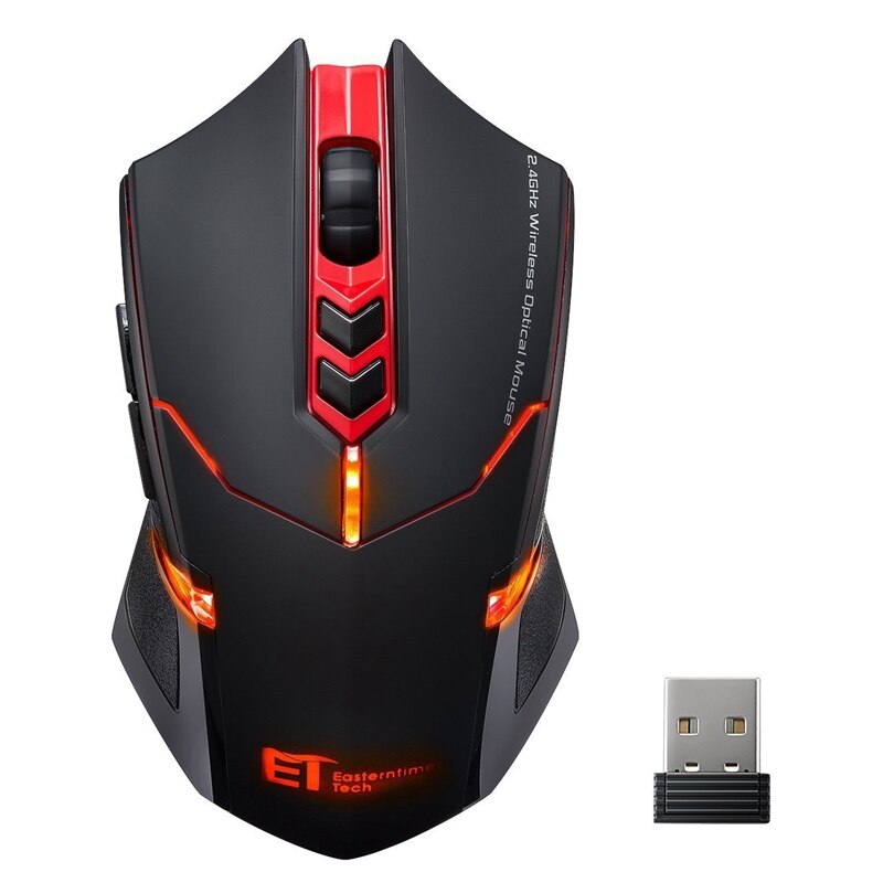 VicTsing Wireless Gaming Mouse Color Backlit 2400 DPI 7 Programmable Buttons Gamer for Dota: Red