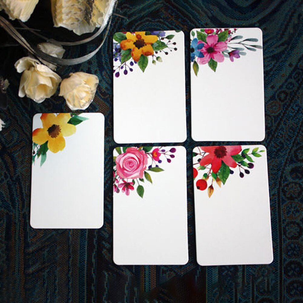 50Pcs/Pack Paper Card Scrapbook Writing Message Square Blank DIY Greeting Wedding Bouquet Flower Printed Invitation Anniversary