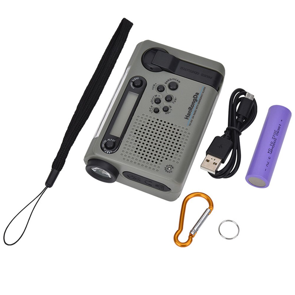 HRD900 Multifunctional Portable Full Band Solar Powered AM/FM Weather Radio Emergency LED Flashlight Lamp Power for Outdoor Camp