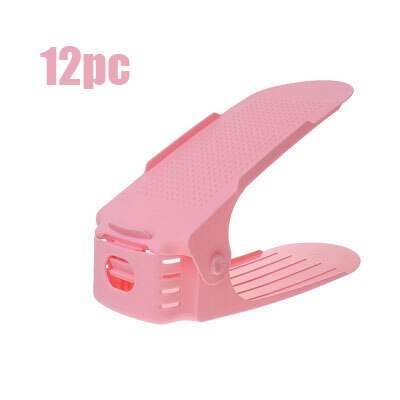 12pc dobbeltlags justerbar skooppbevaringspose moderne skohylle skoskapoppbevaring rengjøringsskap skooppbevaringsposehylle: 12pc nordisk rosa