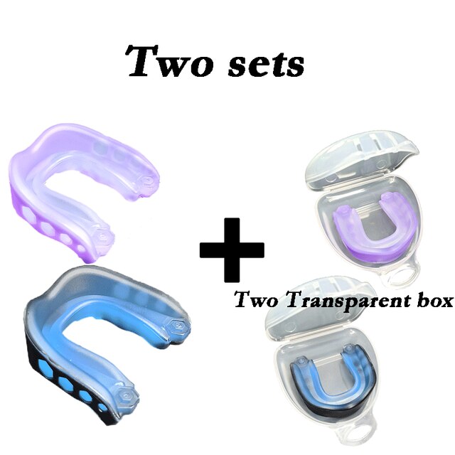 Adults Mouth Guard sports safety soft silicone tooth guard for taekwondo taekwondo boxing: blue and purple