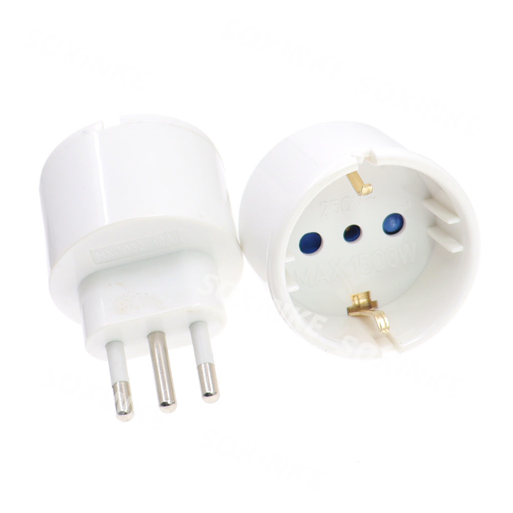 Europæisk eu-stik til italien standard strømstikadapter stikkontakt 10a 16a rejseadapter  ac 110 ~ 250v