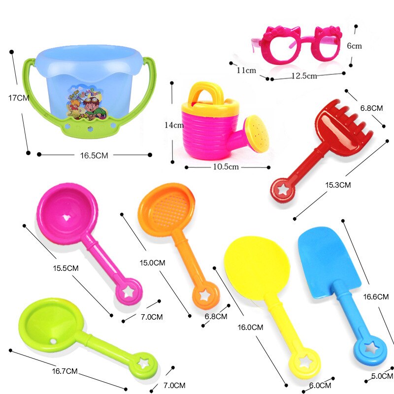 Jeu de pelle seau coloré pour enfant et bébé, jeu de plage amusant, jeu de sable et d&#39;eau, ensemble de jouets éducatifs, pour enfants et bébés, 9 pièces