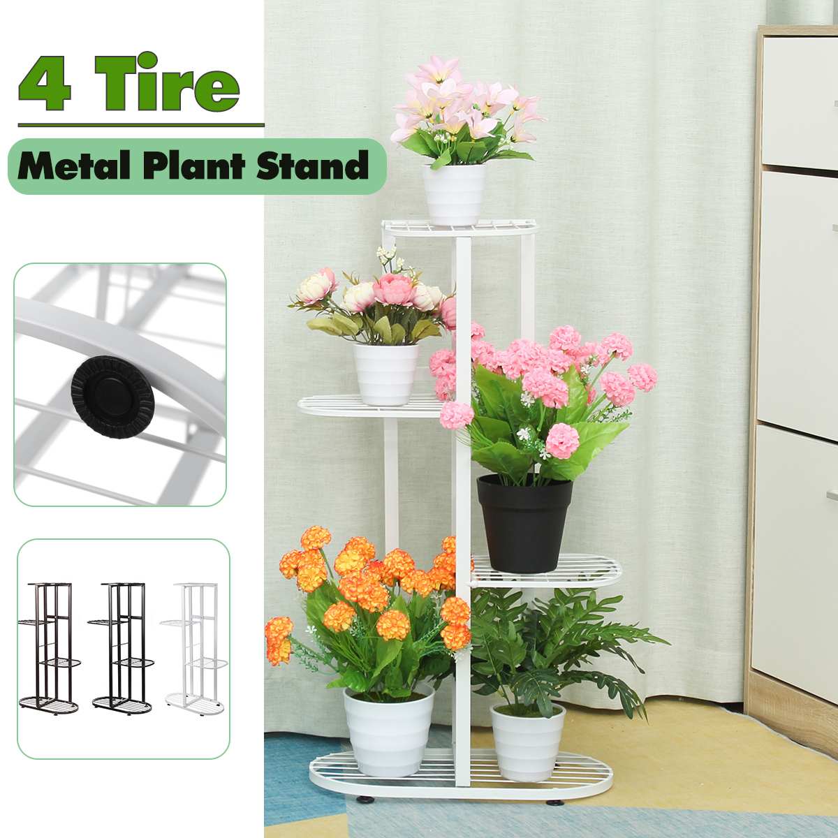 5 Tier Metal Plant Stand Flower Rack Pot Storage R... Grandado