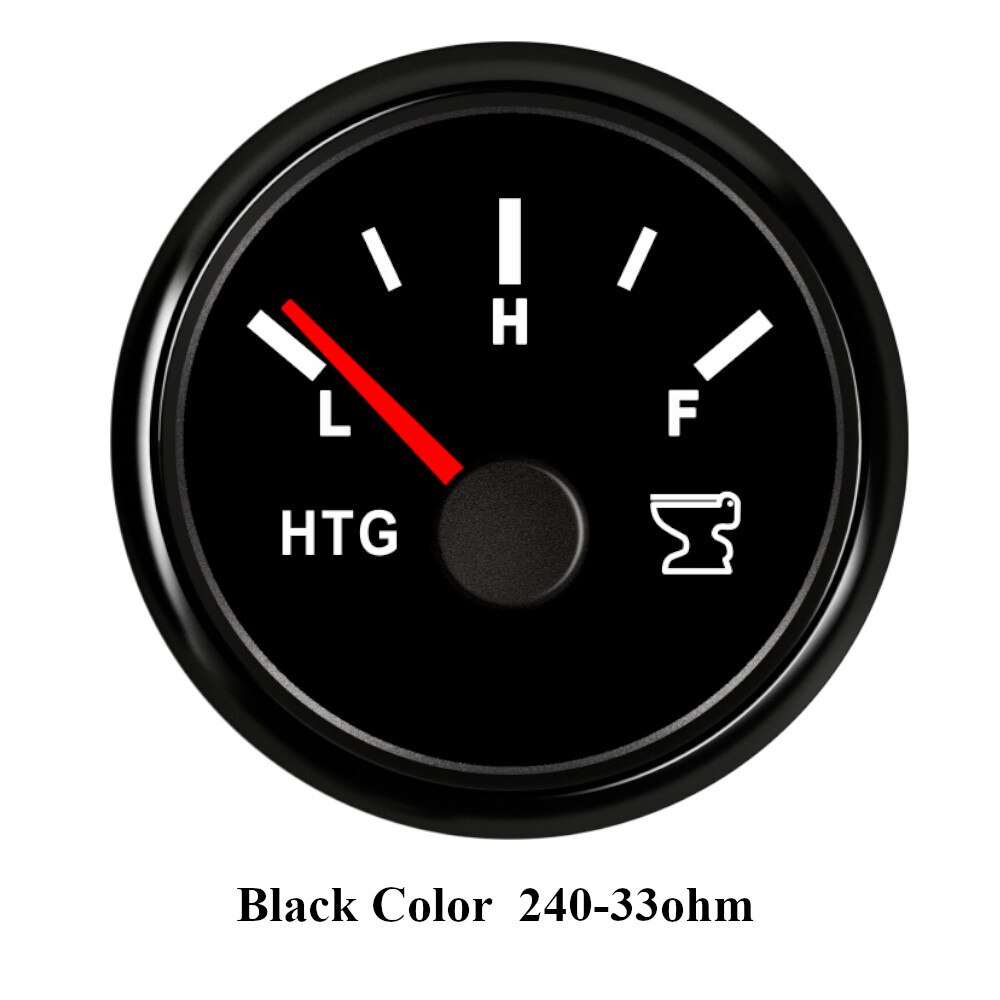 52mm Marine Holding Tank Level Gauge 0-190 ohm 240-33 ohm Boat Car RV Sewage Level Gauge Meter With 7 Colors Backlight 9-32V: Black 240-33 ohm