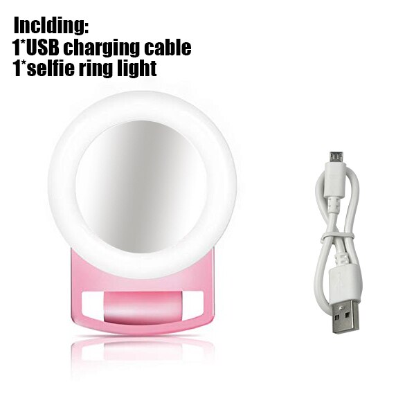 Bfollow-Anillo de luz Mini para teléfono móvil, Selfie para teléfono móvil de 4,5 pulgadas y 10W con soporte para espejo, lámpara recargable para foto, Smartphone, iPad y portátil: white