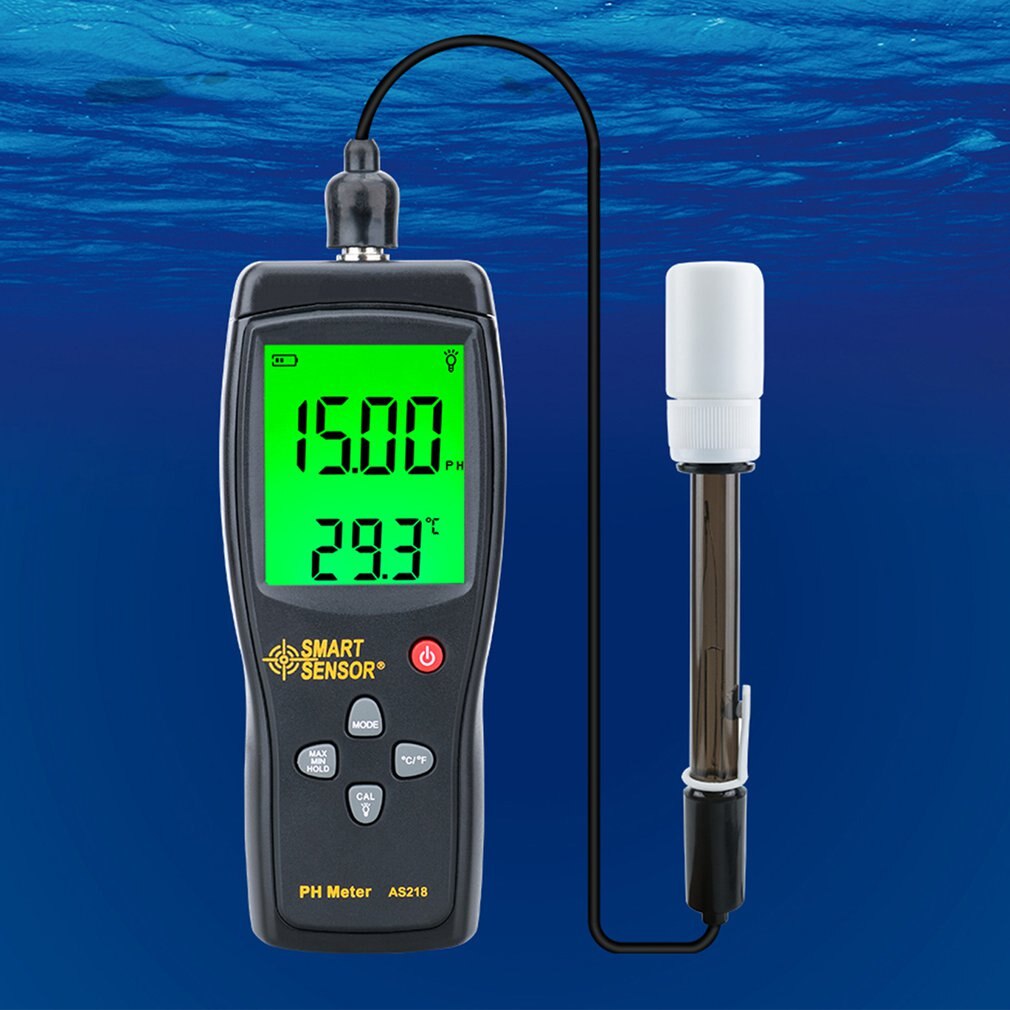 Smart Sensor AS218 Digital PH Meter 0.00 ~ 14.00pH Soil PH Tester Water PH Acidity LCD Display Liquid PH Meter