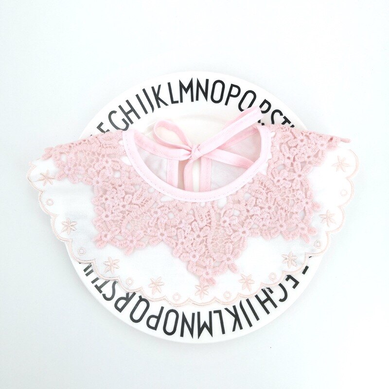 Koreaanse Baby Prinses Speeksel Handdoek Katoen Bib Borduurwerk Kleur Kinderen Verjaardag Laat Kraag