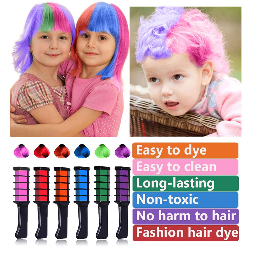 10 farbe einstellen Temporäbetreffend Haar Kreide Farbe Kamm Farbstoff Cosplay Waschbar Haar Farbe Kamm für Party machen-hoch DIY haar färbung