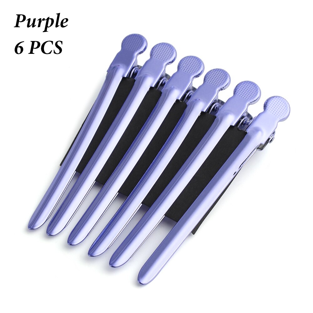 6Pcs Metal Duck Mouth Hairdresser Hair Clip Salon Hair Clamps Hairdressing Pro Section Hair Clips Hair Styling Accessories: 6 Pcs purple