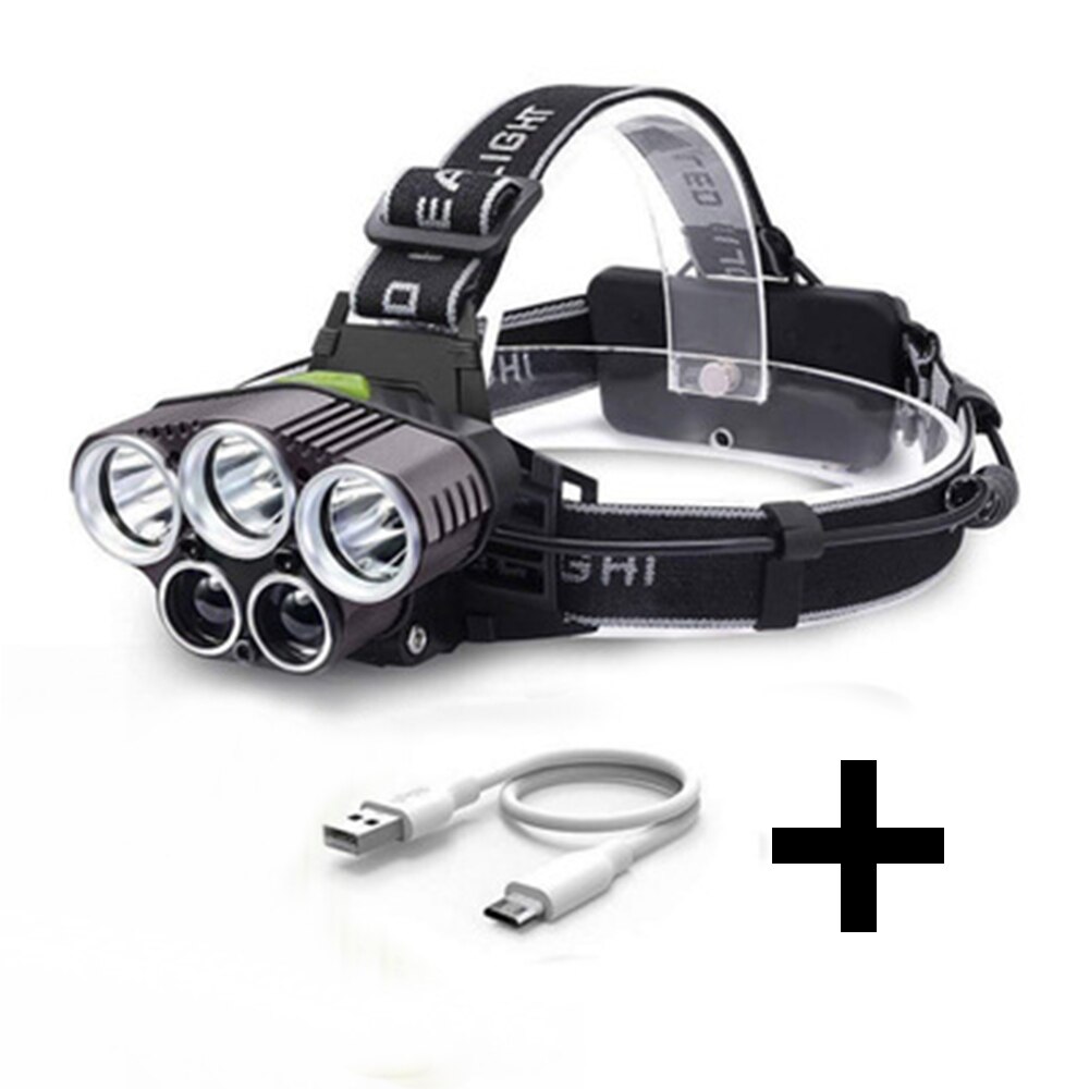 6 Mode 100000LM 5XT6 LED Headlamp USB Rechargeable Headlight Flashlight HeadTorch Lamp