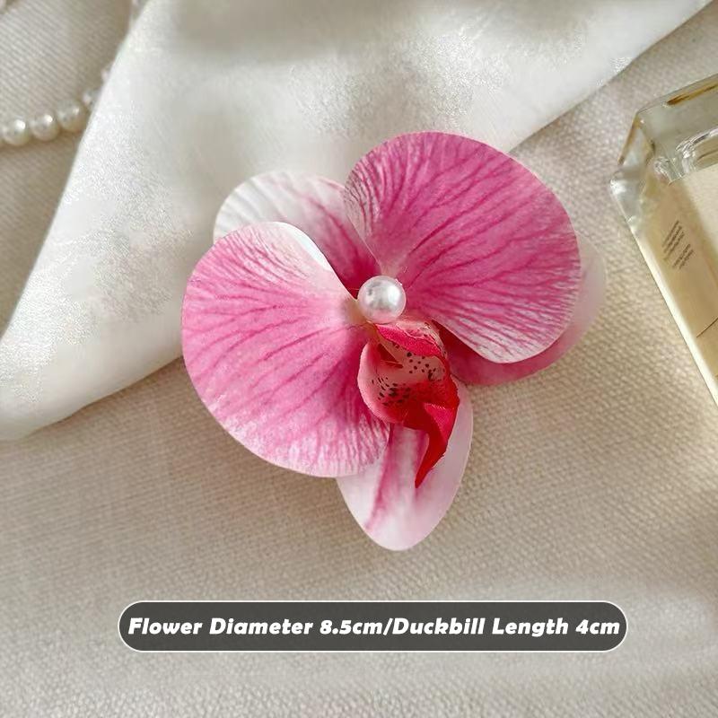Pinzas para el cabello con flores de orquídeas para mujer, horquilla bohemia, pasador nupcial, playa, boda, flor artificial, accesorios para el cabello para vacaciones: Lavanda