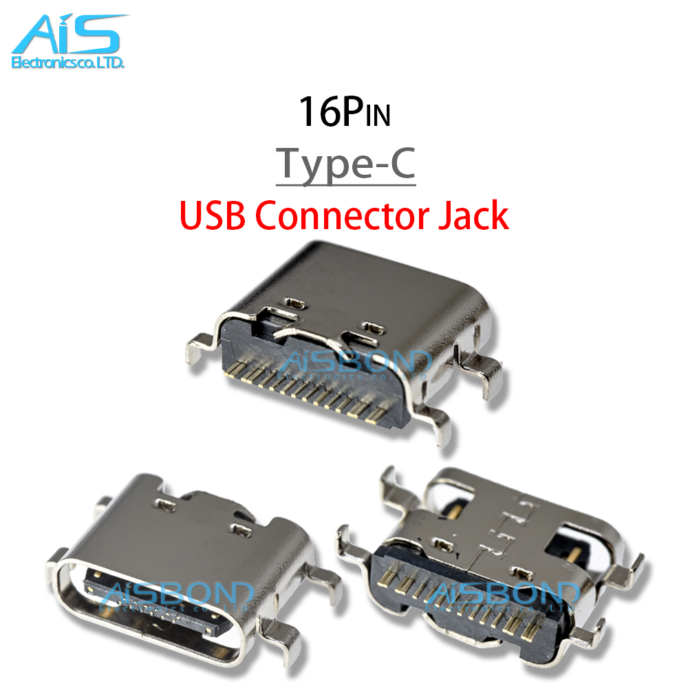 Puerto de carga USB tipo C, Conector de cargador para tableta, ordenadores de mano, teléfono móvil, 16 Pines, 12 Pines, 10 unidades por lote: Oro