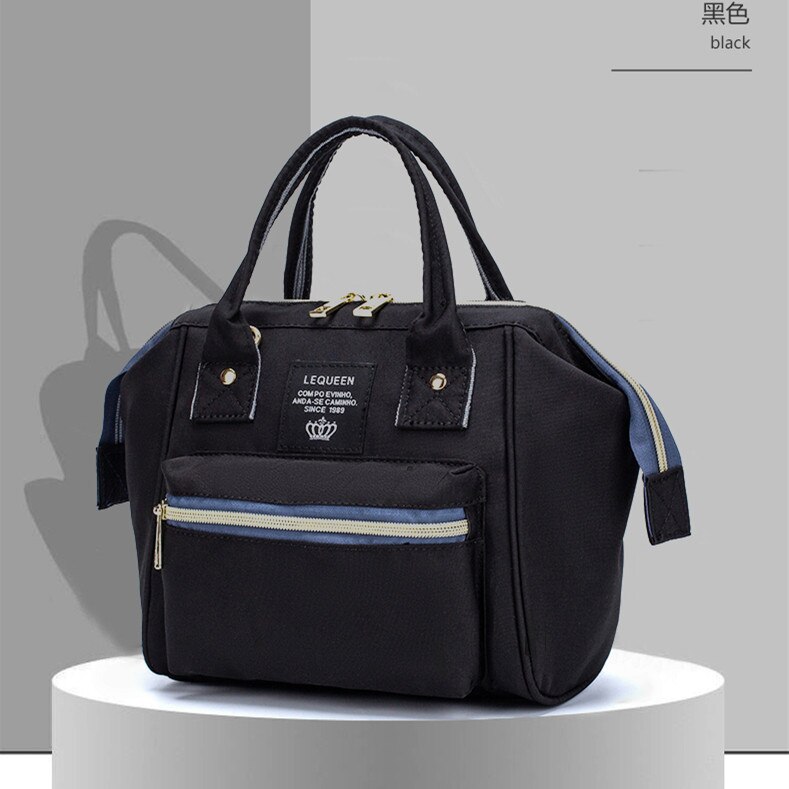Lequeen-Mini bolsa de pañales de 2 tamaños, bolso de para madre y bebé,: Black-Small