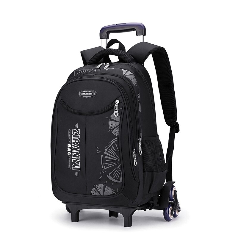 rollen Schule Rucksack Wagen-Rucksack Mit 6 Räder freundlicher Schule Taschen Für Teenager Jungen Mädchen Gepäck Tasche Kind Taschen: Schwarz 6 Räder