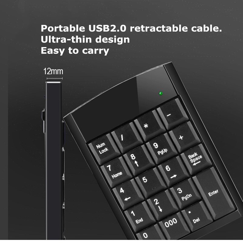 Numeric Keypad "000" 19Keys Wired Digital Pad USB Mini Keyboard Ultra Slim,Keypad Number Pad For Accounting Tasks Compute PC