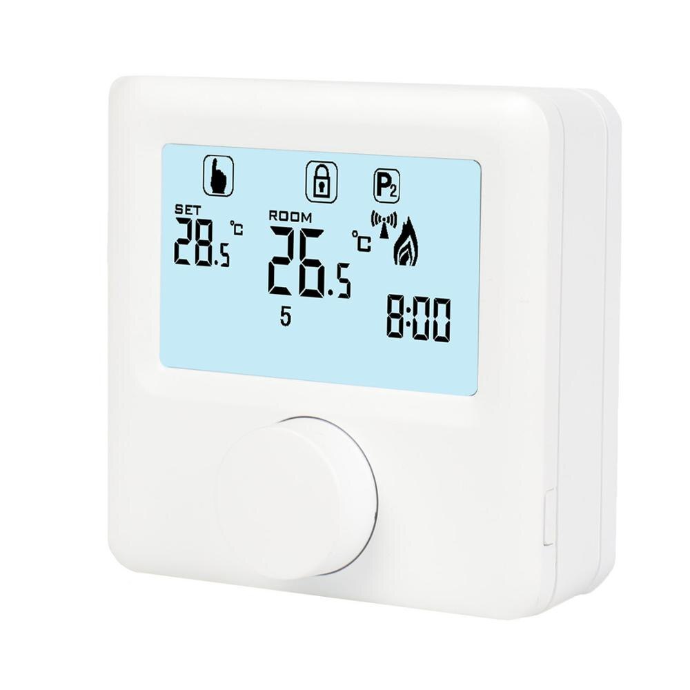 NO NC COM rotary button LCD gas boiler thermostat: White Backlight