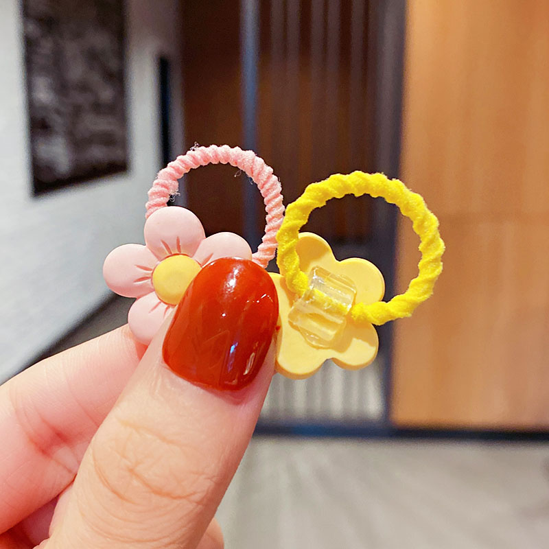 Bandas Elásticas pequeñas para el cabello para niñas, accesorios para el cabello de , lazo para el cabello con flores de dibujos animados, 10 unids/set