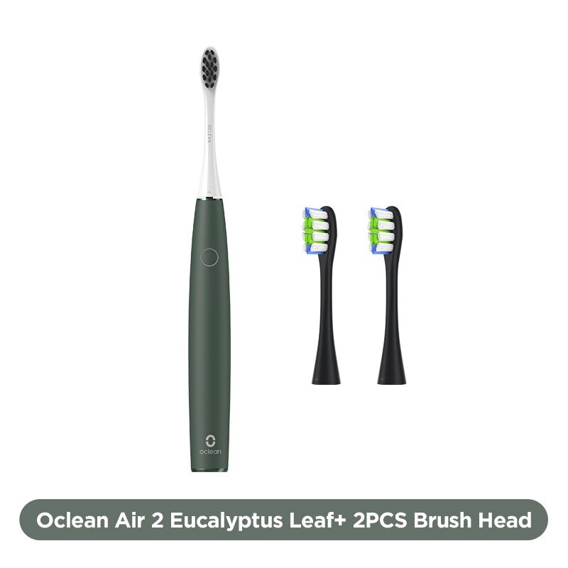 Oclean-cepillo de dientes eléctrico inteligente Air 2, dispositivo de limpieza dental sónico, carga rápida, IPX7, sin ruido, los últimos 40 días: Green n 2PCS head