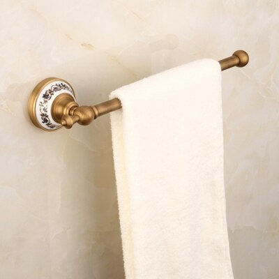 Antikt badeværelsestilbehør messing toiletpapirholder håndklædeholder holder ringvægmonteret hardwaresæt til badekar: Håndklædestang